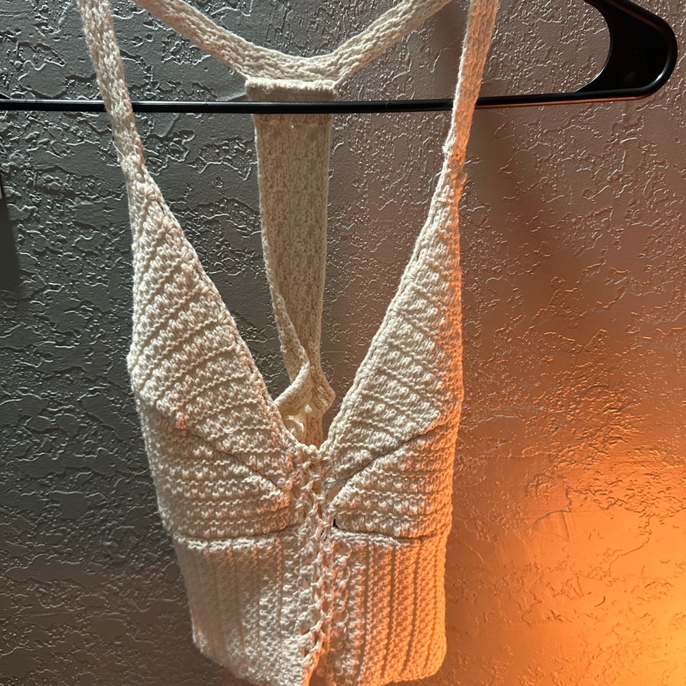American Eagle Outfitters Cream Knit Top